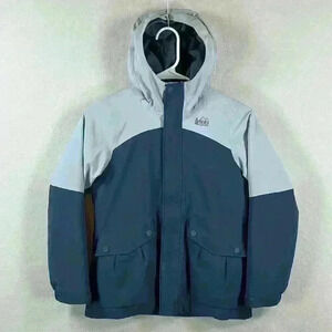 REI Co-op Girls Jacket Size S (8) Blue Hood 4 Front Pockets 100% Polyester